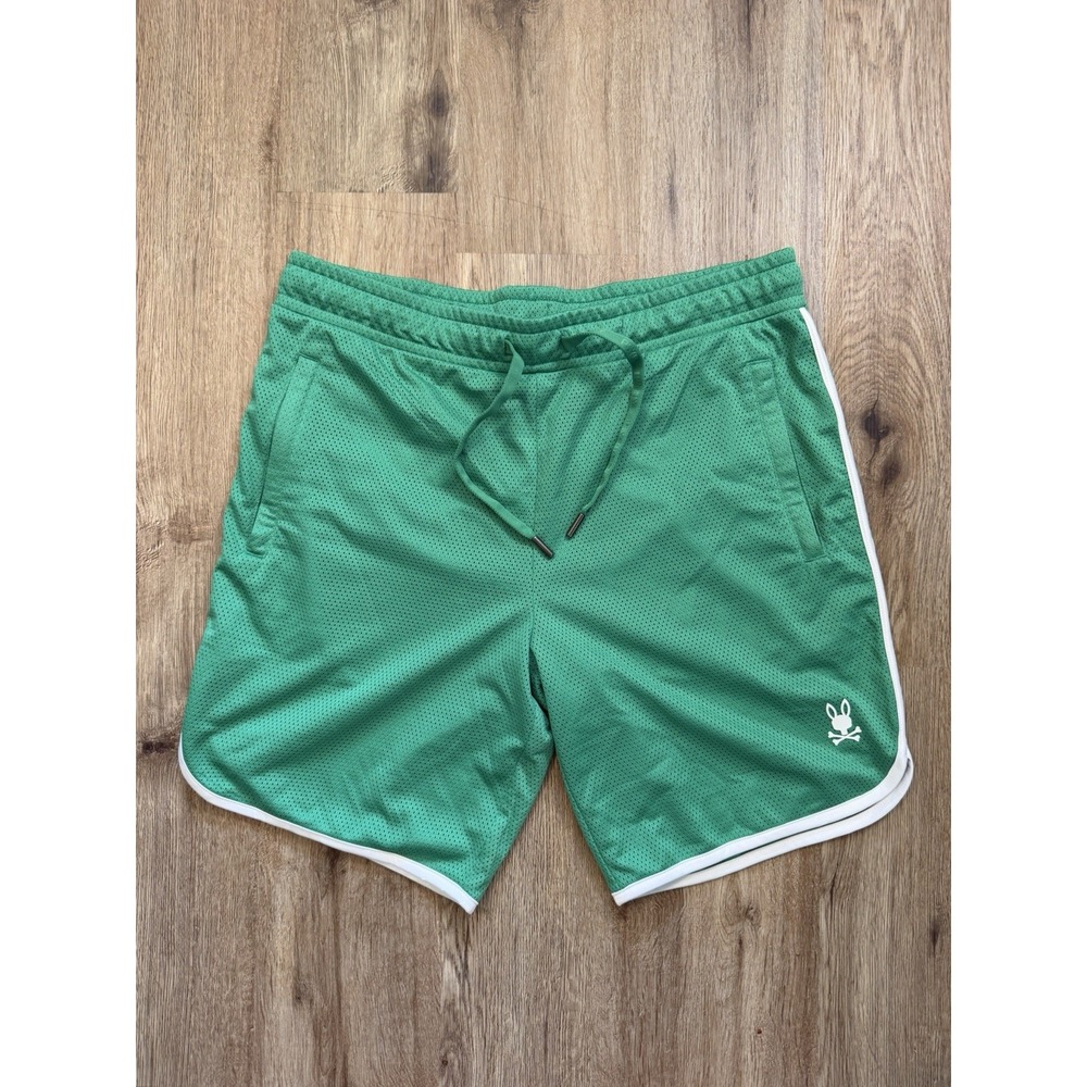 Psycho Bunny Shorts Mens M Green Gym Workout Athletic Drawstring Pockets Logo